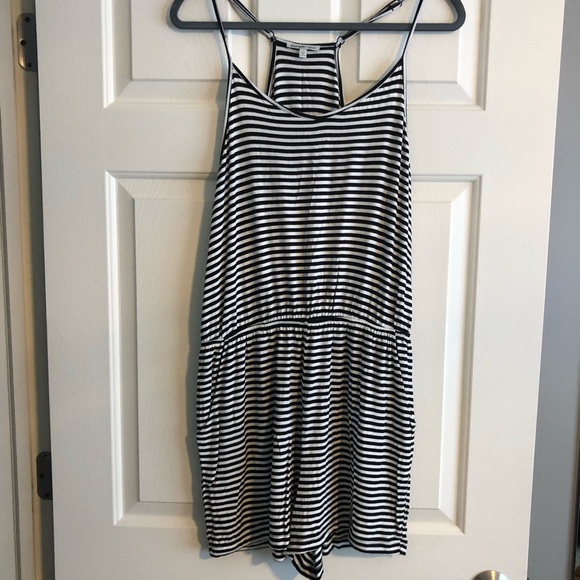 Charlotte Russe black & white striped tank romper - Picture 1 of 2